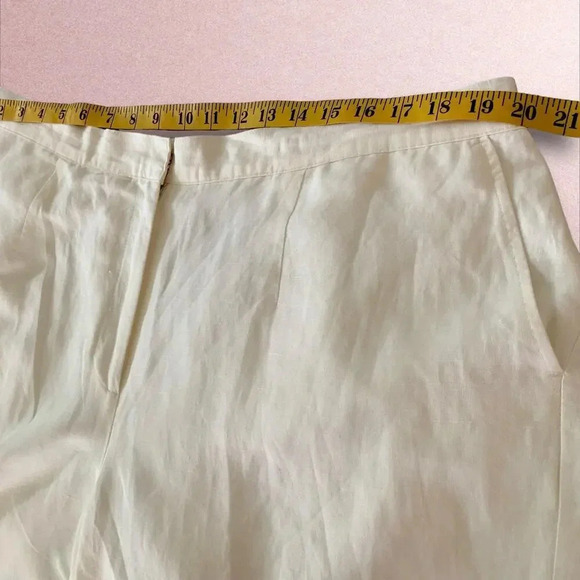 Ruby Rd Linen Blend Crop Straight Leg Pants Beaded Split Hem Plus Size 18W White - Picture 13 of 16